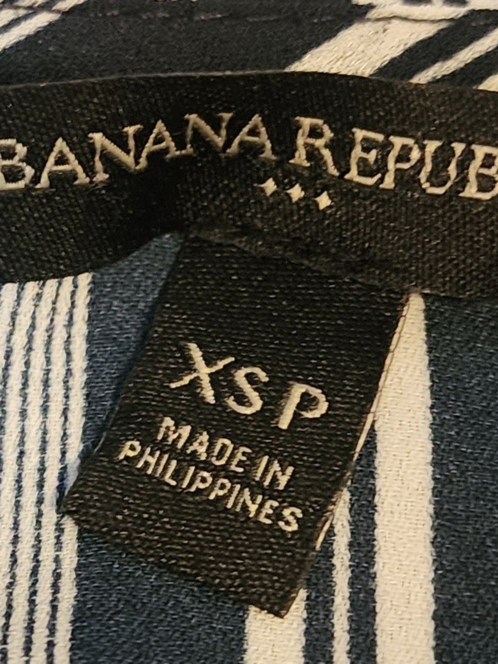 Banana Republic Navy and White Striped Sleeveless Blouse - Picture 2 of 5